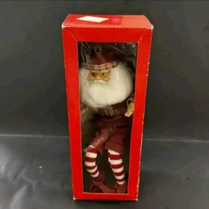 Vintage Santa Claus SHELF SITTER Bendable POSABLE Arms and Legs ORIGINAL BOX - Picture 1 of 7