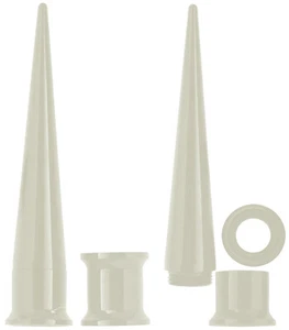 Ohr Piercing 2 in 1 SET Dehner und Flesh Tunnel Acryl in weiss in 4-14mm Stärke - Bild 1 von 2