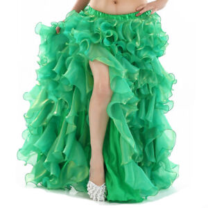 New Belly Dance Bollywood Slit Skirt Wavy Long Swing Skirt Fluffy Dance Costume