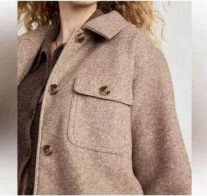 OLD NAVY Plus 4X Camel Soft-Brushed Woolen Textured Shacket Jacket NWT - Picture 1 of 16