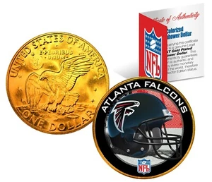 ATANTA FALCONS NFL LICENSED 24K Gold Plated IKE Eisenhower Dollar U.S. Coin - Picture 1 of 3