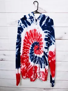 Old Navy Mens Tie Dye Hoodie Size XXL Red White Blue Kangaroo Pocket Long Sleeve - Picture 1 of 8