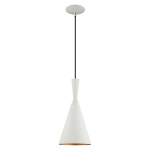 Livex Metal Shade 1 Light 7" Mini Pendant, White - 41185-03 - Picture 1 of 1