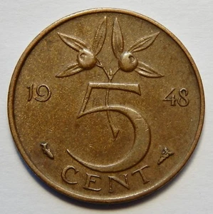 1948 Netherlands 5 Cent Coin  KM# 176 SB5780 - Bild 1 von 2