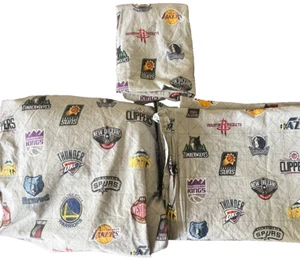 Pottery Barn Teen NBA Basketball Western Conf Twin Sheet Set Flat Fitted 3 pc - Picture 1 of 6