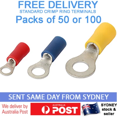 Ring Terminal Insulated Crimp 12V Electrical Marine Auto Connector 50 and 100 Pk - image 1 of 4