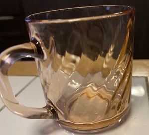 Vintage rosa Glasbecher, Rosaline Wirbelmuster, Arcoroc Frankreich, Ersatztasse - Bild 1 von 7