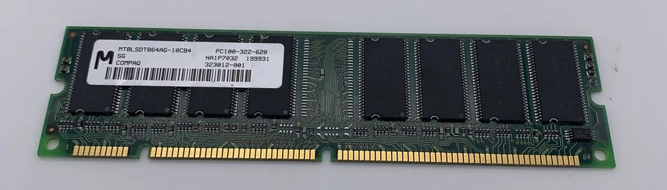 64MB Micron MT8LSDT864AG-10CB4 PC100 100MHz 168-Pin SDRAM DIMM Memory RAM - Image 1 of 1