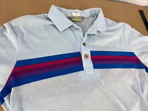 Vintage 70s 80s Surf Rainbow Stripe Polo Thin Beach Skate Shirt Hippy Atomic - Picture 1 of 9