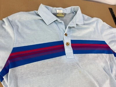 Vintage 70s 80s Surf Rainbow Stripe Polo Thin Beach Skate Shirt Hippy Atomic - Image 1 of 4
