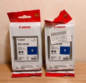 2 cartouches d'encre originales pour imprimante Canon PFI-101 B Blue iPF5000 5100 6100 6200 - Photo 1/4