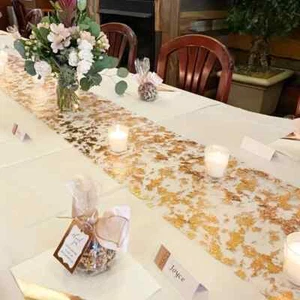 New- Sequin Glitter Foil Gold Thin Mesh Dinner Table Runner Roll Decoration (US) - Picture 1 of 11