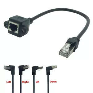 Cable de extensión de red LAN Ethernet de montaje de panel de tornillo angular RJ45 macho a hembra - Imagen 1 de 7