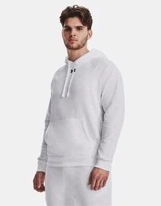 Men's UA Rival Fleece Hoodie White/Black Under Armour Pullover Long sleeve XL - Picture 1 of 6