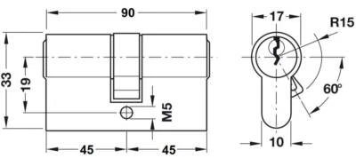 Häfele Doble Cilindro Latón Cerradura Cilíndrica Con Doble Embrague - Imagen 1 de 2