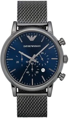 ARMANI MENS CHRONO WATCH AR1979 BLUE DIAL - CERTIFICATE - WARRANTY - RRP 299.00 - Image 1 of 2