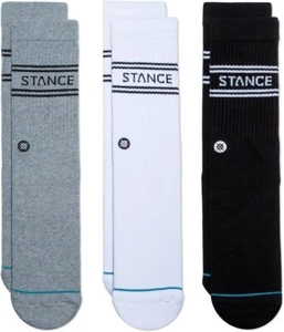Stance Casual Multicolor Crew Socks 3 Pack Men's Large 9-13 NWT White/Black/Grey - Picture 1 of 3
