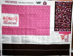 PINK PANTHER TOTE BAG PANEL - 100% COTTON FABRIC - Picture 1 of 5