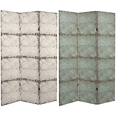 6 ft. Tall Double Sided Antiqued Paneling Canvas Room Divider - Image 1 of 4