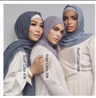 Bufanda de gasa hiyab bufanda envolvente bufanda cubierta para la cabeza bufanda turbante chal bufanda premium Foto 1 de 4