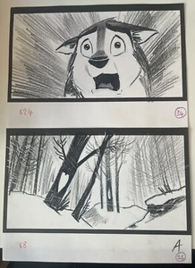 Balto Original Movie Storyboard Drawing Art Animation Balto #20 Lot Of Two - Picture 1 of 4