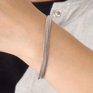 925 Sterling Silber 8 mm weiche Schlangenkette flach Schlange Panzerkette Armband 8,5" - Bild 1 von 7