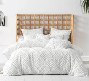 Supper White Cotton Bedding Set, King Queen Boho Duvet Set, Zipper Duvet Cover - Picture 1 of 4