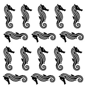 Calcomanías de vidrio fundido negras de 0,85 pulgadas Seahorses 16 piezas - Imagen 1 de 1