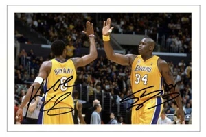 FOTO FIRMADA KOBE BRYANT & SHAQUILLE O'NEAL Regalo Estampado LAKERS Baloncesto - Imagen 1 de 1