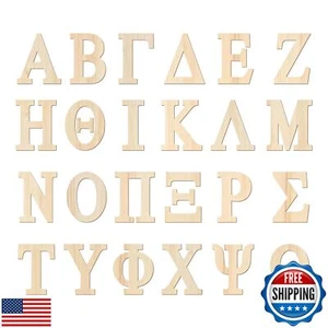 3 Inch 112 Pieces Wooden Greek Letters Bold Font Unfinished Wood Greek Alphab - Picture 1 of 2