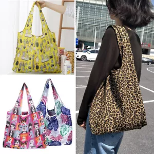 Reusable Large Foldable Ladies Shopping Bag Eco Tote Handbag Fold Away Bag NEW - Picture 1 of 16