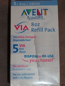 2 Packs of Baby Bottle 8 oz Disposable 5 Pack Base Refills * Sealed Boxes - Picture 1 of 1