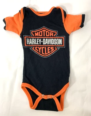 Body Harley Davidson Infantil Una Pieza Talla 3/6 Meses Negro Naranja Foto 1 de 4