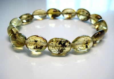 Genuine Light Green Amber Baltic Amber Elastic Bracelet 7.5 in !!! - Image 1 of 4