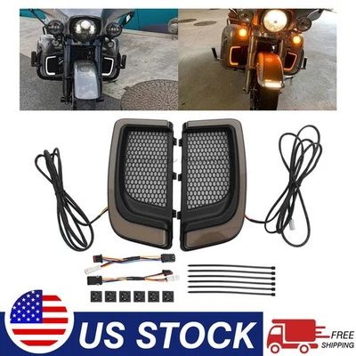 LED Fairing Lower Grills For Harley Electra Road Street Tri Glide CVO	 14-2023 - Image 1 of 4