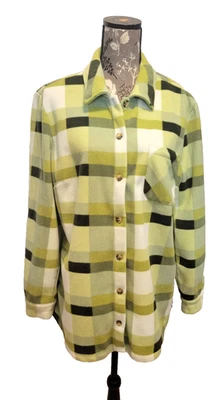 Chaqueta de fin de semana Susan Graver para mujer grande verde-multi manga larga polar Foto 1 de 4