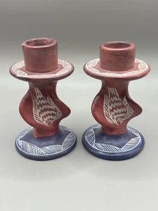 "Candelabros vintage tallados de piedra de jabón para peces candelabros rosa y púrpura 4""" - Imagen 1 de 13