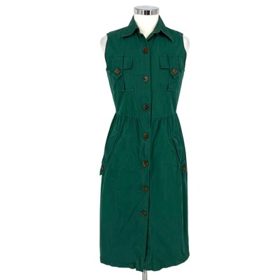 Derek Lam Kelly Utility Shirt Knee Length Dress Green Size 4 - Image 1 of 4