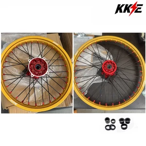 KKE 21/19 Cast Dirt Bike Wheels for Honda CRF250R 14-25 CRF450R 13-25 Gold Rims - Picture 1 of 10
