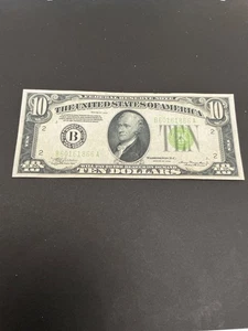 1934 $10 Dollar Federal Reserve Note Alexander Hamilton Excellent ConditionAlm0 - Picture 1 of 6