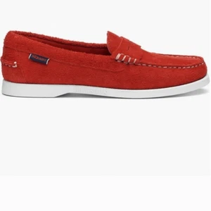 Sebago Red Suede Docksides Dan Boat Flesh Out Mocassin Loafers Size 6 NWT - Picture 1 of 5