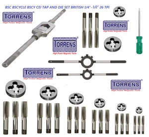 BSC BSCYCLE BSCY CEI TAP AND DIE SET BRITISH 26 TPI MOTORCYCLE TOOLS -1/4"- 1/2" - Picture 1 of 6