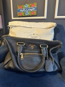 Prada Vitello Daino leather Tote Bag Black - Without Long Strap - Picture 1 of 4