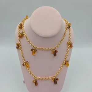 Vintage Joan Rivers Bernstein Farbe Perlen Hänger Gold Ton Kette Halskette 36" + 3" - Bild 1 von 10