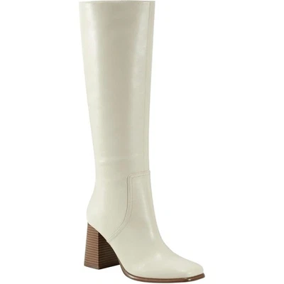 Marc Fisher Women Dacea Block Heel Riding Boots Size US 8.5M Ivory White Leather - Image 1 of 4