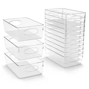 Medium Clear Plastic Storage Bins with Handles for Shelves, 10-Pack Organizers a - Picture 1 of 12
