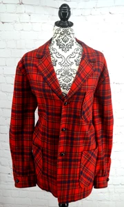 PENDLETON Men's 3 Button 100% Wool Sport Coat SIZE LARGE Red Plaid - Picture 1 of 7