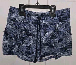 LIMITED TOO navy Blue Batik Fish Print Cotton Cargo Drawstring Shorts. Girls 12 - Picture 1 of 5