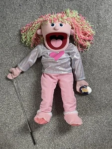 Silly Puppets Kimmie Girl 25" Hand Puppet Doll 2006 Pink Heart New With Wand - Imagen 1 de 5