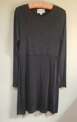 Vestido Emanuel Ungaro para mujer cuello redondo tejido calce y acampanado gris medio manga larga Foto 1 de 4